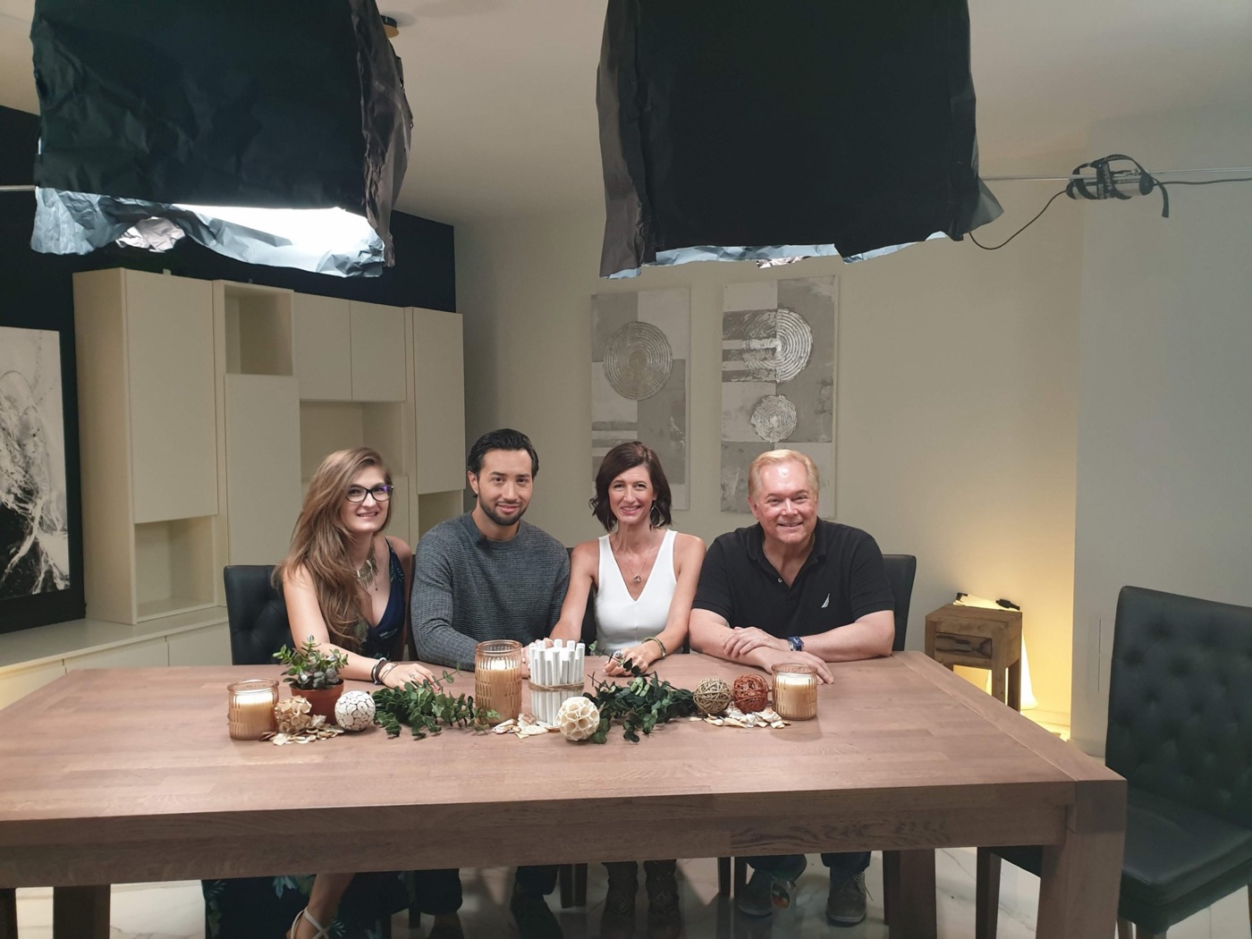 Simina with a client team at a filming set